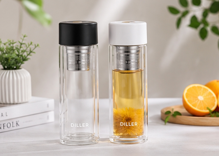 300ml Double Wall Glass Bottle with Magnetic Infuser
